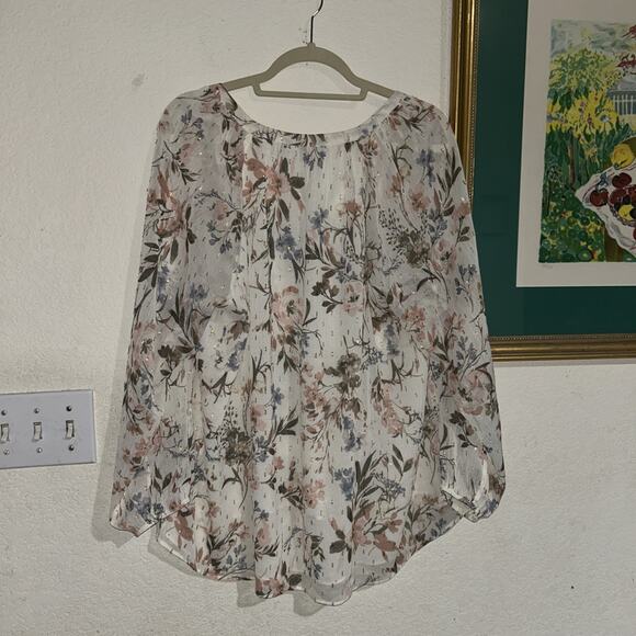 Daniel Rainn Floral Women Woven Long Sleeve Blouse Size 2X NWT $80 - Picture 4 of 6
